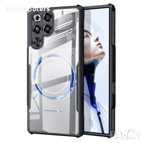 XUNDD Калъф за ZTE nubia RedMagic 11 Pro 5G / 11 Pro+ 5G с Прозрачен акрилен гръб- Черна TPU рамка, 