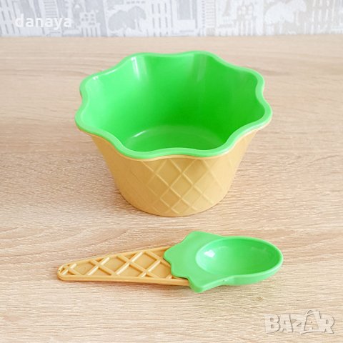 1504 Комплект купичка и лъжичка за сладолед, снимка 5 - Чаши - 29001796