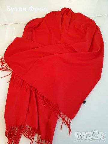Кашмирен шал -червен, снимка 3 - Шалове - 38510178