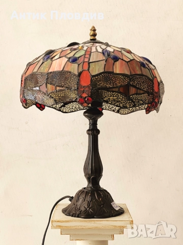 Настолна лампа Tiffany стил с витражен абажур, снимка 4 - Настолни лампи - 51656551