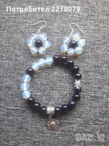 Гривни и обеци от полускъпоценни камъни - ръчна изработка