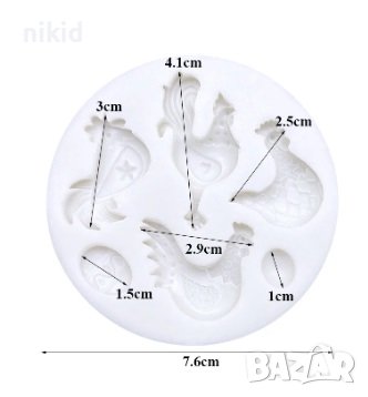 Кокошка Петел Яйце Великденски силиконов молд форма фондан шоколад декор украса, снимка 2 - Форми - 43887176