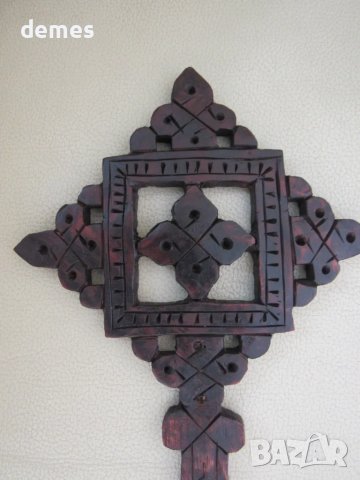 Дървен християнски кръст от Етиопия, снимка 3 - Колекции - 49715781