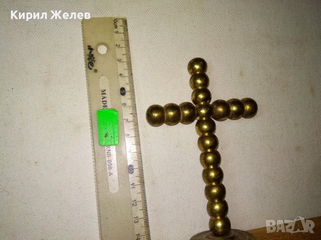 Стар СТИЛЕН МАСИВЕН МЕСИНГОВ НАСТОЛЕН КРЪСТ МНОГО КРАСИВ ТЕЖЪК За ДОМА / КОЛЕКЦИЯ 42646, снимка 10 - Декорация за дома - 43827875