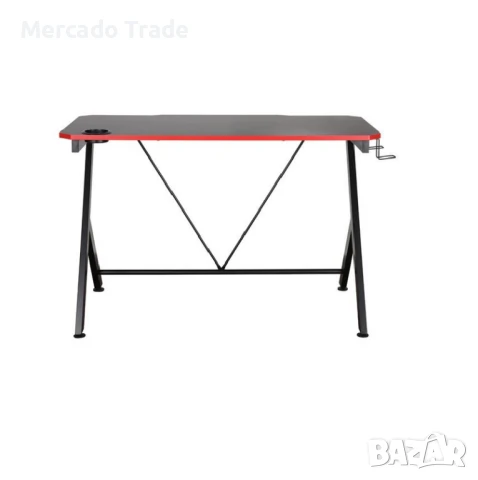 Геймърско бюро Mercado Trade, С червени детайли, Черно, снимка 2 - Бюра - 51423805