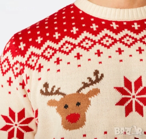 Коледен пуловер с елени, снимка 2 - Блузи с дълъг ръкав и пуловери - 52772877
