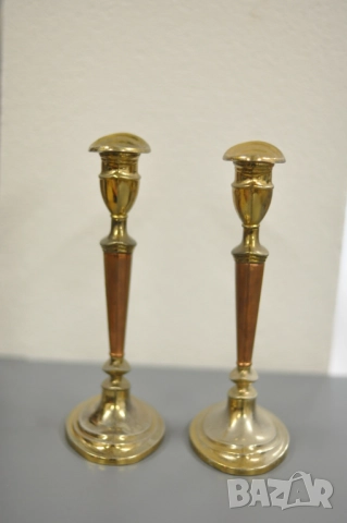 2 броя месингови свещника, снимка 2 - Декорация за дома - 52857076