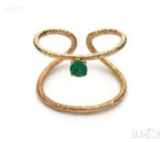 Златен пръстен с изумруд, снимка 1 - Пръстени - 38675137