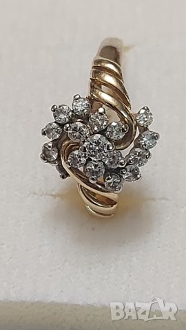 Златен пръстен с брилянти, снимка 5 - Пръстени - 43899495