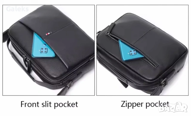 Мъжка, елитна бутикова кожена чанта за през рамо /Елегантна с правоъгълен дизайн!, снимка 10 - Чанти - 53117681