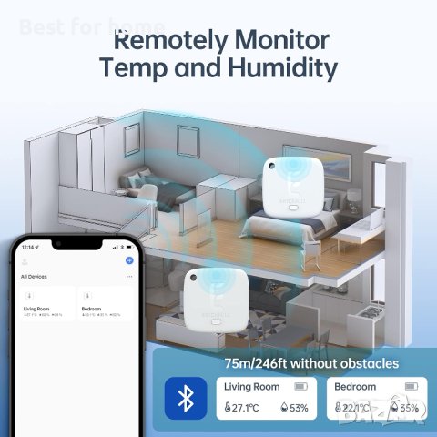 ERICKHILL Хигрометър и Термометър ET 301, Bluetooth, снимка 3 - Други - 43433814