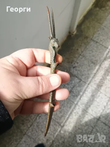 Красива бронзова антилопа, снимка 2 - Антикварни и старинни предмети - 50092888