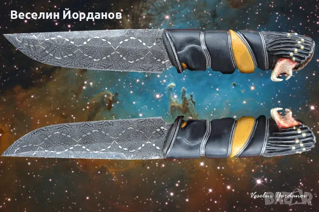 Ръчно изработени дамаскови авторски ножове, снимка 5 - Ножове - 49143393