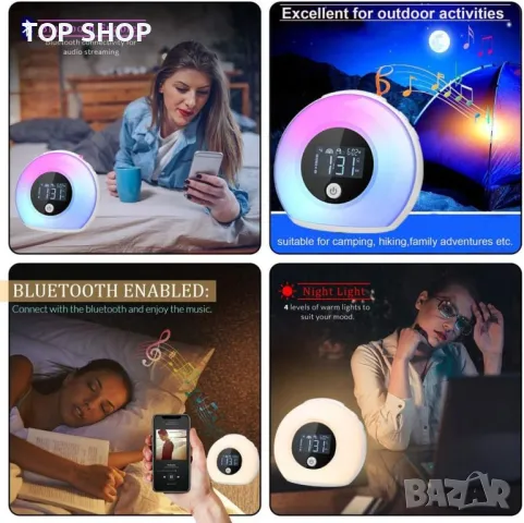 Музикален Bluetooth LED часовник - изгрев залез SG1, снимка 6 - Други - 48631120