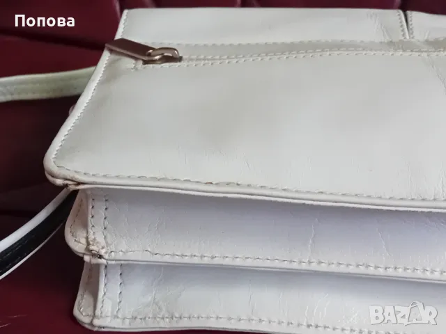 Бяла чанта естествена кожа малка, снимка 5 - Чанти - 50042572