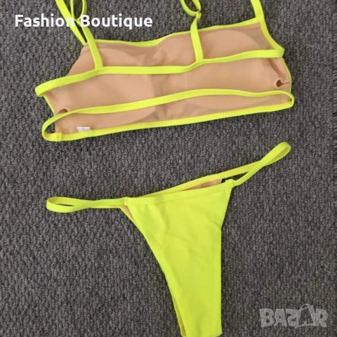 Жълт бански НЕОН с подплънки , снимка 3 - Бански костюми - 37333378