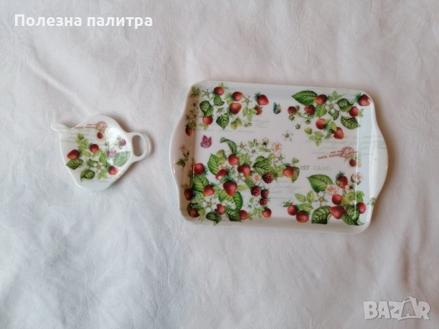 Поднос и чинийка за сервиране на чай Carte Postale, снимка 1