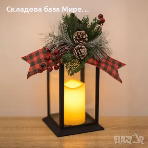 Коледен фенер LED осветление, 10х10х19 сантиметра, снимка 1