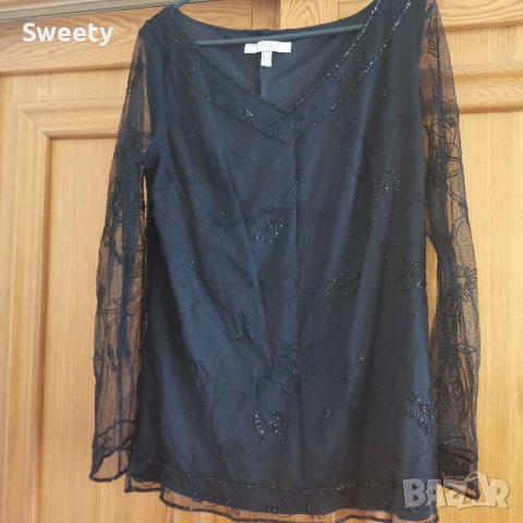 черна официална блуза, снимка 2 - Блузи с дълъг ръкав и пуловери - 43573614