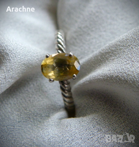 Сребърен пръстен със жълт сапфир от The Genuine Gemstone Company, снимка 3 - Пръстени - 40491174