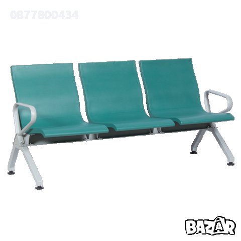 Зелена/черна полиуретанова посетителска 3-4 местна пейка за чакални-зелен,кафяв,черен полиуретан, снимка 2 - Друго - 43070672