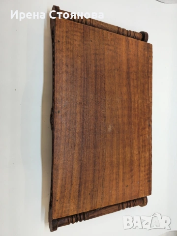 Винтидж табла за сервиране с ръчно резбовани флорални елементи, произход Индия около 1970 г. , снимка 14 - Декорация за дома - 53391589