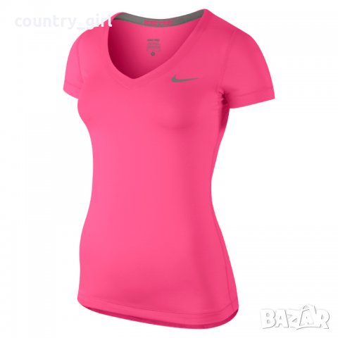 Nike Pro Short Sleeve V-Neck - страхотна дамска тениска КАТО НОВА, снимка 2 - Тениски - 28990884