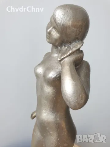Съветска руска скулптура/метална фигура на гола жена/еротика/статуетка 30см-1кг, снимка 5 - Статуетки - 49232819
