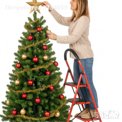 Лека сгъваема стълба – 3 Стъпала, до 150 кг, супер компактно прибиране, снимка 4 - Други стоки за дома - 53099281