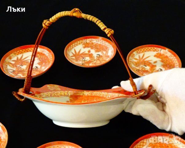 Японски порцелан сервиз,фруктиера,чиния,злато. , снимка 5 - Антикварни и старинни предмети - 33229322