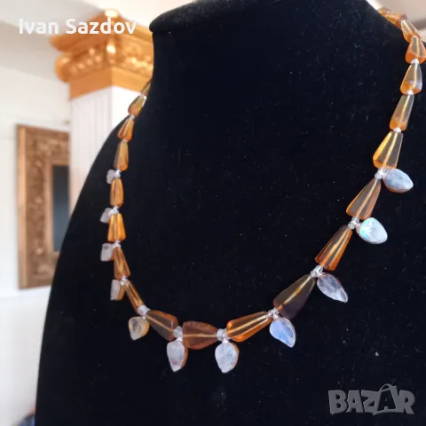 Кехлибарено колие ✨️Moonstone✨️ , снимка 2 - Колиета, медальони, синджири - 48738196