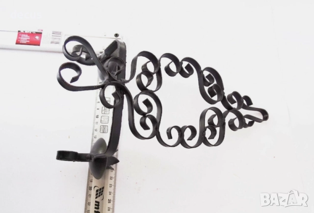 Винтидж свещник от ковано желязо, ръчно кован – за две свещи, снимка 7 - Антикварни и старинни предмети - 51456428
