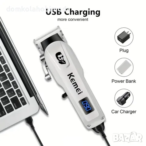 Професионалнa машинка Kemei, LED дисплей,Регулируема глава, USB-Презареждаща батерия,, снимка 2 - Тримери - 48062434