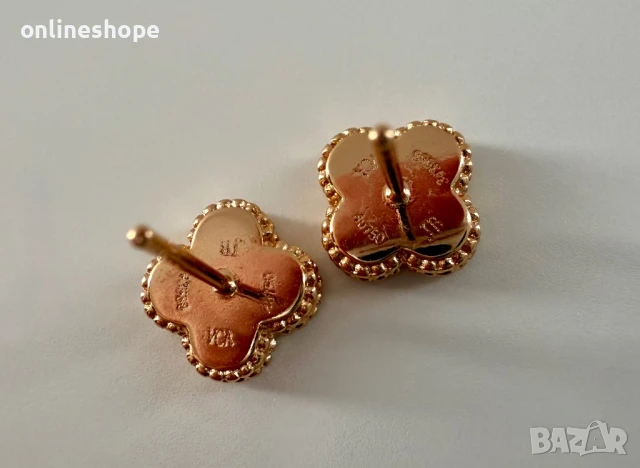 Van Cleef & Arpels Обеци с 18к златно покритие - ПЕЧАТ, снимка 7 - Обеци - 51412227