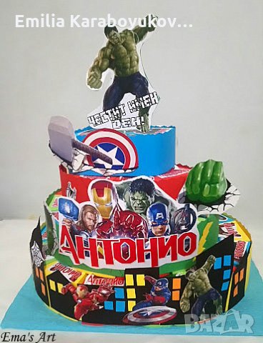 Картонена торта Отмъстителите / Avengers, снимка 7 - Други - 25106479