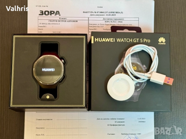 КАТО НОВ! Гаранция! Huawei Watch GT 5 PRO 46mm Black, снимка 1