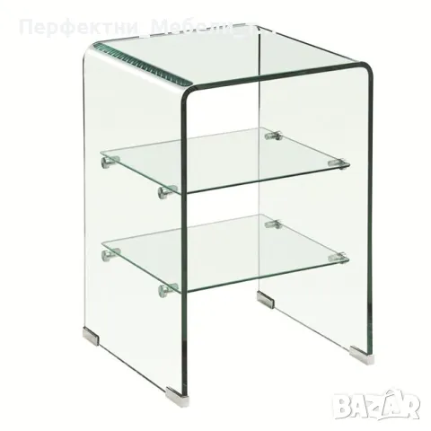 Нощно универсално дизайнерско шкафче от прозрачно стъкло