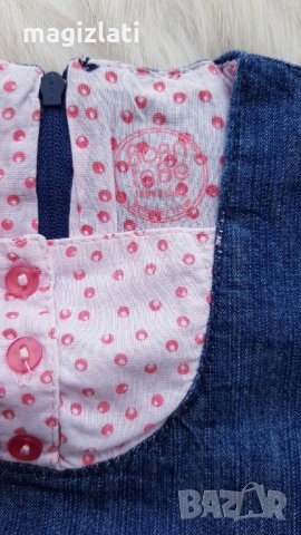 Дънкова рокля 6-9 месеца, снимка 2 - Бебешки рокли - 32599194