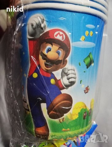 Супер Марио 8 бр картонени чаши парти рожден ден, снимка 2 - Чаши - 26498210