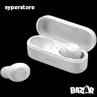 Безжични слушалки тапи, CANYON TWS-1, Бял, SS301537, снимка 2 - Bluetooth слушалки - 39956500