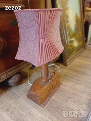 Лампа ретро дърво-1958г., снимка 4 - Настолни лампи - 47505830