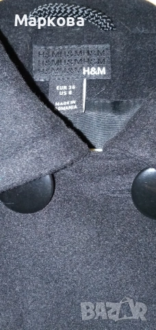 Черно палто р.36, снимка 2 - Палта, манта - 52335532