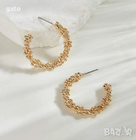 Кръгли обеци в златисто, снимка 2 - Обеци - 43428524