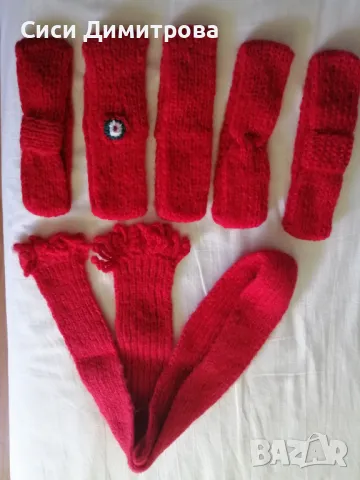 Шапка и шал комплект, ръчно плетиво, снимка 11 - Шапки - 48753743