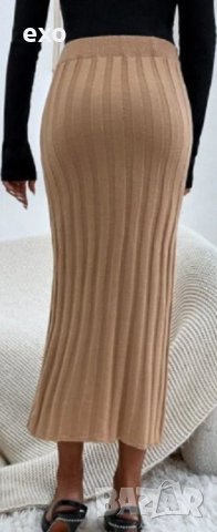 Макси пола трикотаж, Макси есенно зимна пола, Дълга секси пола, Бежова пола, снимка 2 - Поли - 42999290