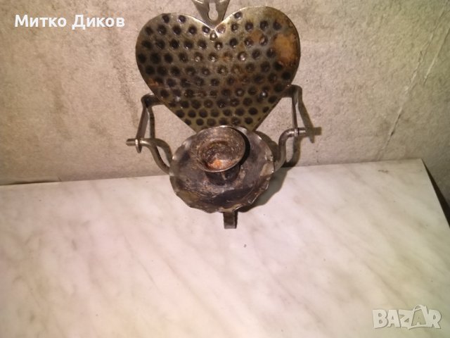 Метален свещник за една свещ ръчна изработка 200х120х68мм, снимка 5 - Декорация за дома - 43153296