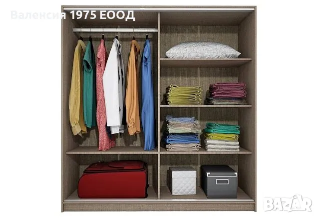 Гардероб с плъзгащи врати Сити 1009 комбинация мока/ лате или дъб артисан, снимка 6 - Гардероби - 47361575