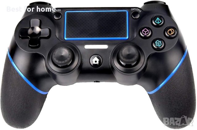PS4 контролер, кабелен джойстик, геймпад със сензорен панел с двойна вибрация,зелена и синя линия, снимка 7 - Аксесоари - 42718410