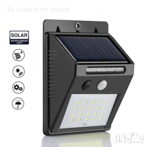 Соларна слънчева лампа за стена със сензор за движение ОЕМ , LED, 20 светлодиодa, снимка 4 - Соларни лампи - 37482579