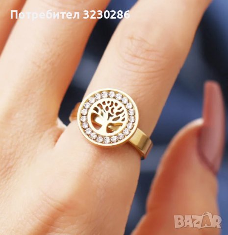 2022 НОВИ 316L пръстени от неръждаема стомана Висококачествени модни кристали Fortune Tree , снимка 2 - Пръстени - 43624799